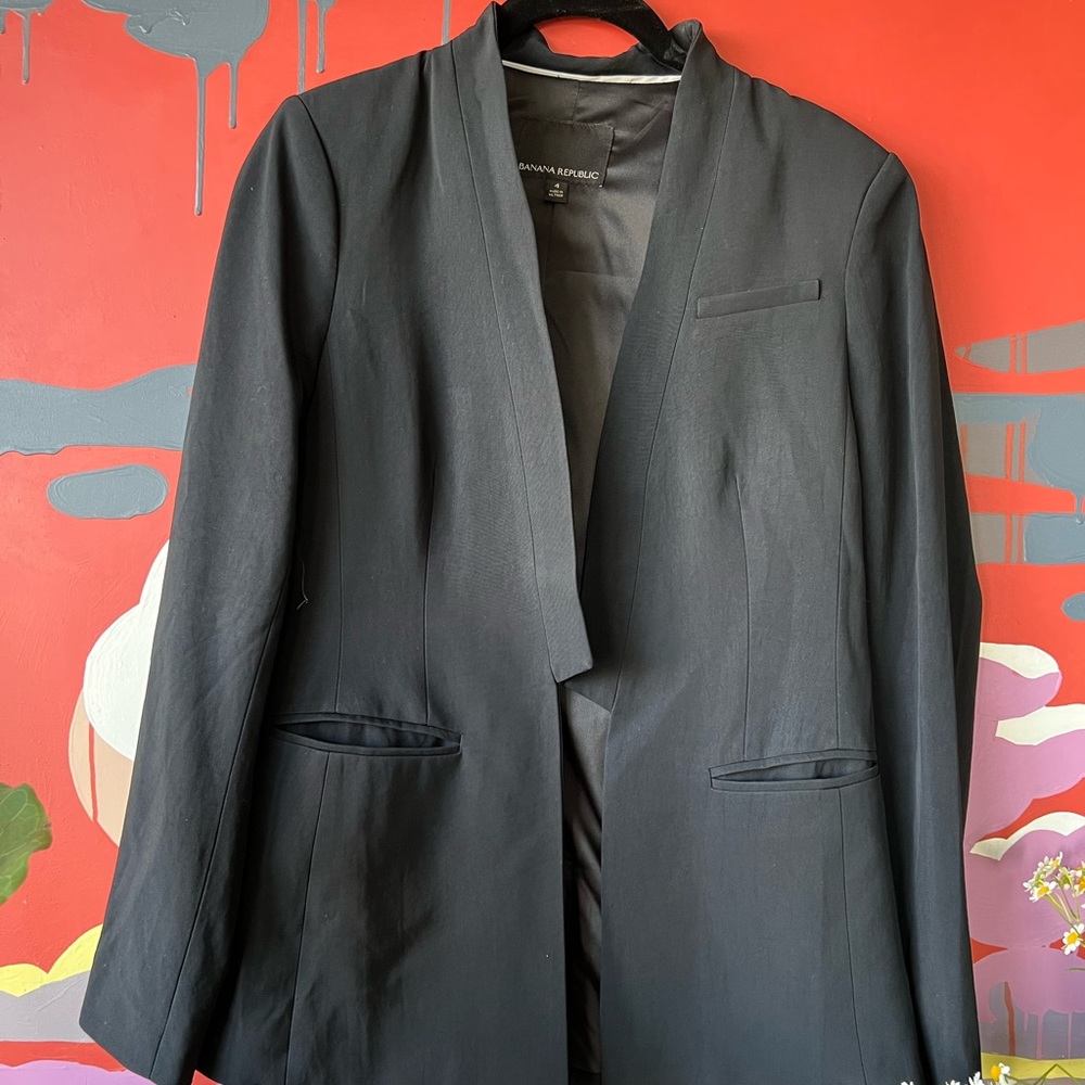 Banana Republic womens black tuxedo blazer